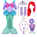 Spooktacular Creations Halloween Little Mermaid Costume for Girls, Sequin Mermaid Dress Set, Light Purple Princess Dress for Toddler Dress-Up, Cosplay Party (Small, 5-7 yrs) Size S