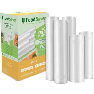 FoodSaver Custom Length Vacuum Sealer Bags Multipack, 5 Count Rolls for Airtight Food Storage and Sous Vide - Compatible with FoodSaver, 8 (2 Pack) and 11 (3 Pack)