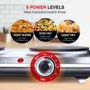 Hot Plates for Cooking, 1800W Electric Double Burner with Handles, 6 Power Levels Stainless Steel Hot Plate for Kitchen Camping RV Cast Iron