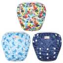 Reusable Swim Diapers, Adjustable Diaper Swim, 3 Pack for Swimming Lessons (Large, Hawaii)