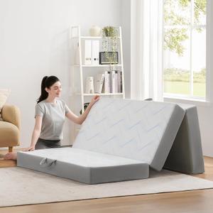 Foldable Mattress Queen, 6 Inch Memory Foam Folding Mattress Queen, Trifold Mattress with Breathable & Washable Cover, Portable Mattress for Guest Bed, 78"x58"x6"