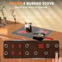 Electric Cooktop 24 Inch - 4 Burner Drop-in(22.05"x19.3") Electric Ceramic Cooktop, Electric Stove Top with Glass Protection Metal Frame, 9 Heating Level, 6000W, 220V Hard Wire(No Plug)