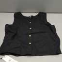 Womens Fashion Solid Color Cotton Round Neck Sleeveless Button Front Blouse for Summer Outings Gift, Medium