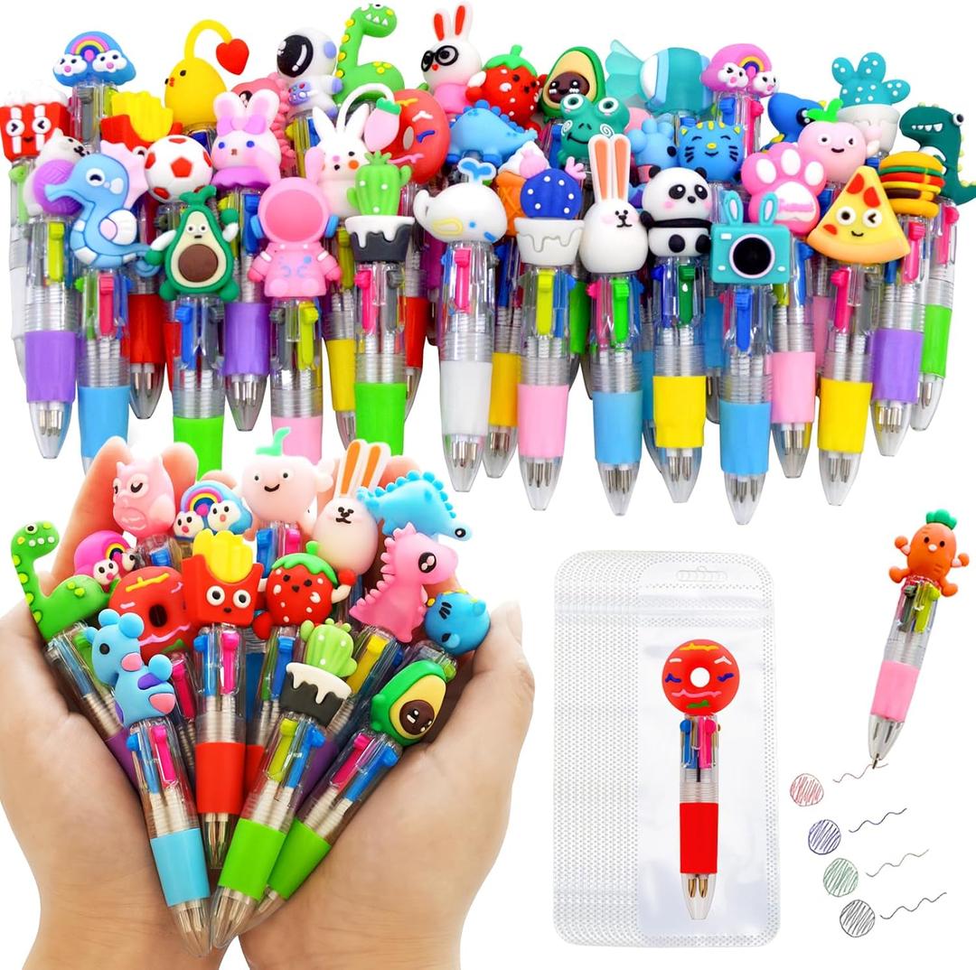 100 PCS Multicolor Pen Set  50 Cute Pens Bulk with 50 Pen Bags, Fun Pens for Party Favors, Christmas, Birthday, Kawaii Stationery for Student Prizes, Gifts Bulk for friends