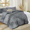 Bedsure Tufted Boho Comforter Set King Size - Grey Boho Bed Set, GentleSoft 3 Pieces Farmhouse-Style Embroidery Bedding, Gifts for Woman, Soft Jacquard King Comforter for All Seasons