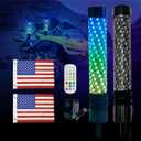 2 Pack 1ft Fat Whip Lights for UTV ATV with App & Remote Control, Rocker Switch, Brighter Spiral RGB Chasing Lighted Antenna LED Fatty Whip Light for Can-Am SXS Truck Polaris RZR (1FT 2pack)