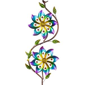 VEWOGARDEN Flower Wind Spinners Outdoor Garden Metal Stake Wind Sculptures & Spinners for Patio Yard Lawn Art Decorations, Colorful