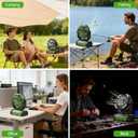 Camping Fan Rechargeable, 270Rotation Battery Powered Fans, Rechargeable Fan Portable with LED Light, 4-Speed Cordless Battery Operated Fans with Hanging Hook for Camping Tent Beach Outdoor - Green