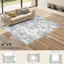 Area Rugs 6x9 Living Room: Washable Large Abstract Modern Neutral Soft Rug Stain Resistant Non-Slip Backing Carpet for Bedroom Dining Room Indoor Nursery Dorm Home Office Decor - Blue Grey