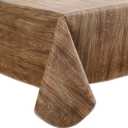 Heavy Duty Vinyl Tablecloth with Flannel Backing Waterproof Oil-Proof Plastic Table Cloth Stain-Resistant Wipeable Rectangle or Square Table Cover for Indoor and Outdoor (Wood, 60X84 Inch)