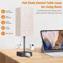 Table Lamp for Bedroom Set of 2, Bedside Lamps with 3 Color Temperatures Night Light, Lamp for Night Stands with AC Outlet and Square Shade, Pull Chain Small Desk Lamp for Living Room Home Decor