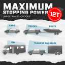 Wheel Chocks for Cars, RVs, Trucks, Trailers, and Vehicles G.V.W. up to 12T, 4 Pack - Anti Slip Bottom Tire Chock for All Weather Use - RV, Travel Trailer, Pop Up Camper Accessory