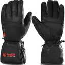 SAVIOR HEAT Heated Gloves for Men Women, Rechargeable Electric Heated Leather Skiing and Snowboarding Gloves (Small, Black-S06)