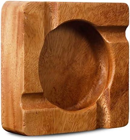 Gusnilo Wooden Cigar Ashtray Square - Desktop Tray for Indoor or Outdoor Office Home Decoration, Solid 4-Slot Cigar Holder, Vintage Gift for Smokers