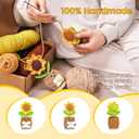 3 x Birthday Gifts for Mom, Handmade Positive Crochet Sunflower for Home Office Desk Decor, Thank You Gifts for Women Teacher Friend Daughter Nurse Coworker,Emotional Support Plant with Positive Card (I`m So Blessed to Have You)