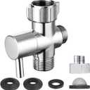 Bidet T Adapter with Shut off Valve, Metal T Valve for Bidet 7/8 X 7/8 X 1/2or 3/8, Tee Connector Bidet Attachment for Handheld Toilet Spray