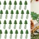 Christmas Garland Hanging Hooks for Mantle, 12 Pcs Fireplace Garland Hanger, Christmas Tree Shaped Ties Stocking Holder Reusable Silicone Adhesive Straps for Front Door & Stairways