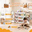 Toy Storage Organizer with Bookshelf and Stuffed Animal Storage, Playroom Toy Organizer with 12 Toy Bins for Bricks, Toy Holder for Toddler Rooms, Playrooms, Bedrooms