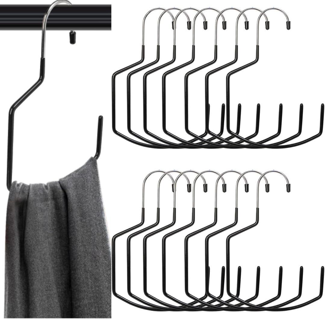 15 Pack Scarf Hangers, 8 Inch Large Purse Hanger for Closet, Non-Slip Scarf Storage Organizer, Sturdy Metal Closet Rod Hooks for Hanging Bags, Purses, Belts, Scarves