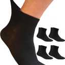 Mens Diabetic Ankle Socks Size 13-15 XL, Non-Binding, Thin, Loose Fitting Socks for Men Ankle Black 4 Pairs