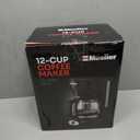 Mueller 12-Cup Drip Coffee Maker - Borosilicate Carafe, Auto-Off, Reusable Filter, Anti-Drip, Keep-Warm Function, Clear Water Level Window Coffee Machine, Kitchen Essentials & Accessories (Black)