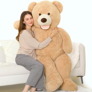 MorisMos 51 inch Smile Giant Teddy Bear, Large Stuffed Bears with Big Footprints, Big Stuffed Animals Cuddly Plush Gifts for Girlfriends, Boyfriend, Brown