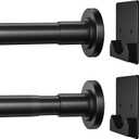 Matte Black Shower Curtain Rod,1 Inch Diameter Stainless Steel Adjustable Spring Tension Rods 32 to 80",with Holders,Anti-Slip,Curtain Rods No Drilling(1 Pack) (32-80, Black)