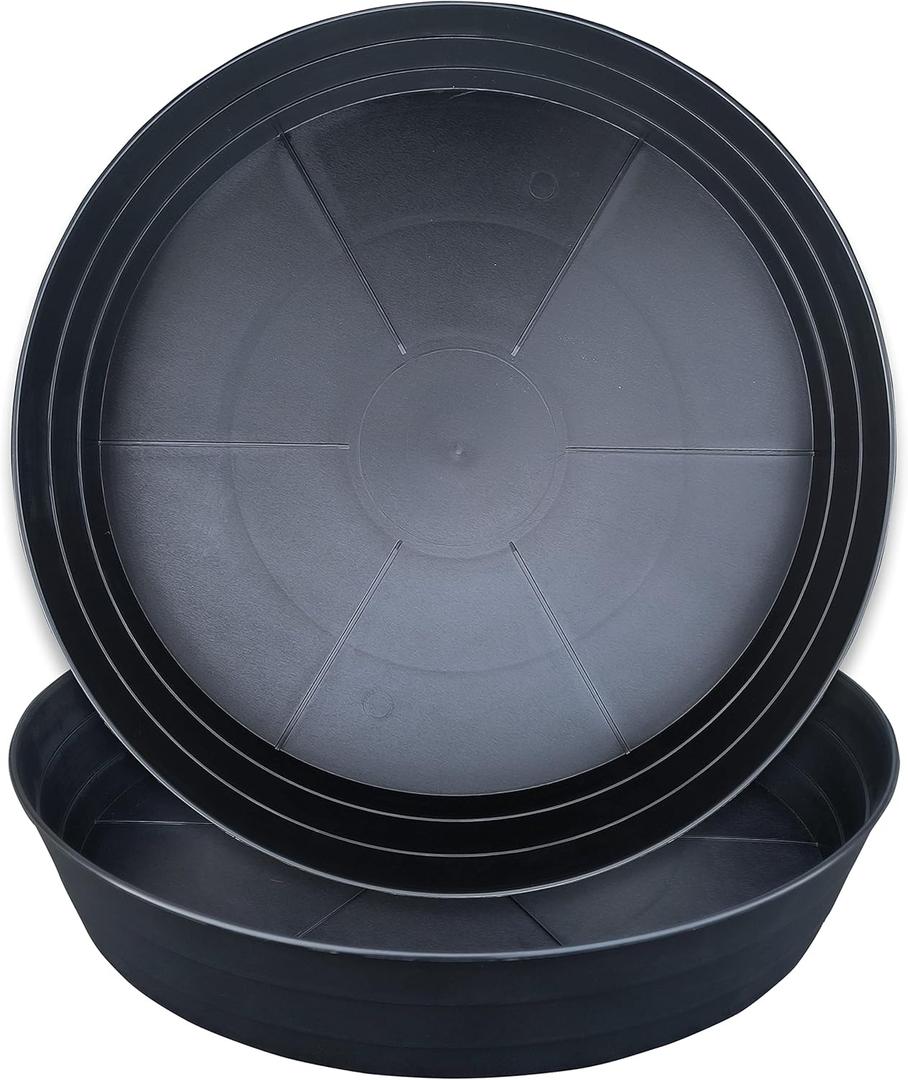 Plant Saucer 16 Inch 2 Pack 10 12 14 16 18 20 25, Plastic Plant Trays for PotsExtra-Deep Plant Water Dray Tray, Bird Bath Bowl, Heavy Flower Plant Saucers Indoors and Outdoor No Holes (Black)