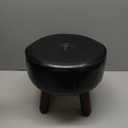 13in Small Foot Stool Ottoman, Round Faux Leather Foot Rest, Footstool Ottomans with Rubber Legs Under Desk, Footrest for Couch, Living Room, Bedroom, Office, 13''L x 13''W x 10.2''H, Black