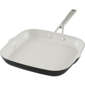 KitchenAid Hard Anodized Ceramic Nonstick Grill Pan/Griddle, Square, 11.25 Inch - Matte Black