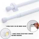 jinchan French Door Curtain Rods, No-Drill Adjustable White Curtain Rods with Adhesive Hooks, 2650 Inch Aluminum 2-Pack for Sheer & Tier Curtains