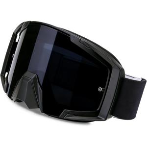Skiing Motocross Goggles,Racing Riding Goggles ATV Dirt Bike,Ventilation Anti-Fog UV Impact Resistant for Adult (330 Series, Black Frame and Grey Lens)