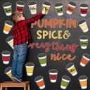 2 x AnyDesign 50Pcs Fall Letter Coffee Cup Cutouts with 100Pcs Glue Points Pumpkin Spice & Everything Nice Cardboard Cut-Outs Muticolor Coffee Cup Paper Cutting for Office Home Autumn Theme Party Decor