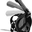 R10 Full Face Snorkel Mask Adults, Snorkeling Mask Gear for Adults&Kids, Fully Enclosed CO2 Transportation Solution, Silicone Bonding Anti-Leak&Anti-Fog, Foldable for Portability (Black SemiTransparent), Size: S/M