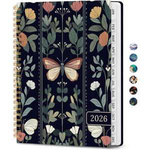 2026 Planner, Weekly and Monthly Calendar Planner for Women, Jan 2026 - Dec 2026, Hardcover Planning Agenda book with Tabs, Spiral Bound, Inner Pocket, Perfect for School Office Supplies, 6.3" x 8.5" - Butterfly Tapestry