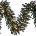 Vickerman 9' x 14" Camdon Fir Artificial Pre-Lit Garland - Warm White 3mm Low Voltage LED Wide Angle Lights - Garland for Mantel or Staircase - Holiday Prelit Garland (Green)