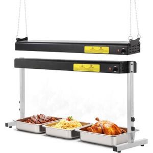 36-Inch Food Heat Lamp, 1000W Commercial Food Warmer Lamp Electric Strip Heater Overhead Stainless Steel Heat Lamps for Buffet Restaurant Parties Catering, Black 115V