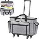 CAB55 Rolling Carrying Case for Cricut Maker 3/Maker 4/Maker/Explore 4/Explore 3/Explore Air 2, Double-Layer Storage Bag with 4 Wheels & Mat Pocket for Cricut Cutting Machine, Accessories & Tools