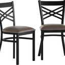 Flash Furniture Hercules X-Back Chair - Vinyl Seat, Black/Mocha, 2-Pack, Set of 2