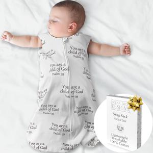 Baby Sleep Sack -Toddler Wearable Blanket 100% Cotton Sleep Sack Soft & Breathable Sleeveless Muslin Sleep Bag w/ 2-Way Zipper - Baptism & Christening (Large Sleep Sack 12M-18 Months, 1 Pack) by Ocean Drop