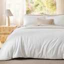 Bedsure Textured Duvet Cover King Size - Cotton-Like Polyester Jacquard Duvet Cover Set for All Seasons - 3 Pieces Elevated Textured Dobby Soft Bedding Set, NO Comforter (White, King, 104" x 90")