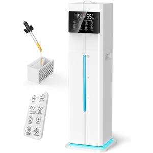 Cool Mist Humidifiers for Bedroom, Ultrasonic 2.4Gal 9L Quiet Top-Fill, Easy Clean with Essential Oil Tray, 360Nozzle, 4 Speed, Remote, 60H Runtime, for Baby, Adults, Plants, Home, House, Large Room (White)