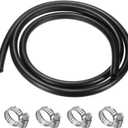 M METERXITY Fuel Line Hose, 6.5mm ID 13mm OD 4.9ft Length, NBR Rubber High Pressure Heat Resistant Gas Line Hose Oil Hose W 4pcs Clamps for Automotive Fuel Systems/Steam Emission/Engines