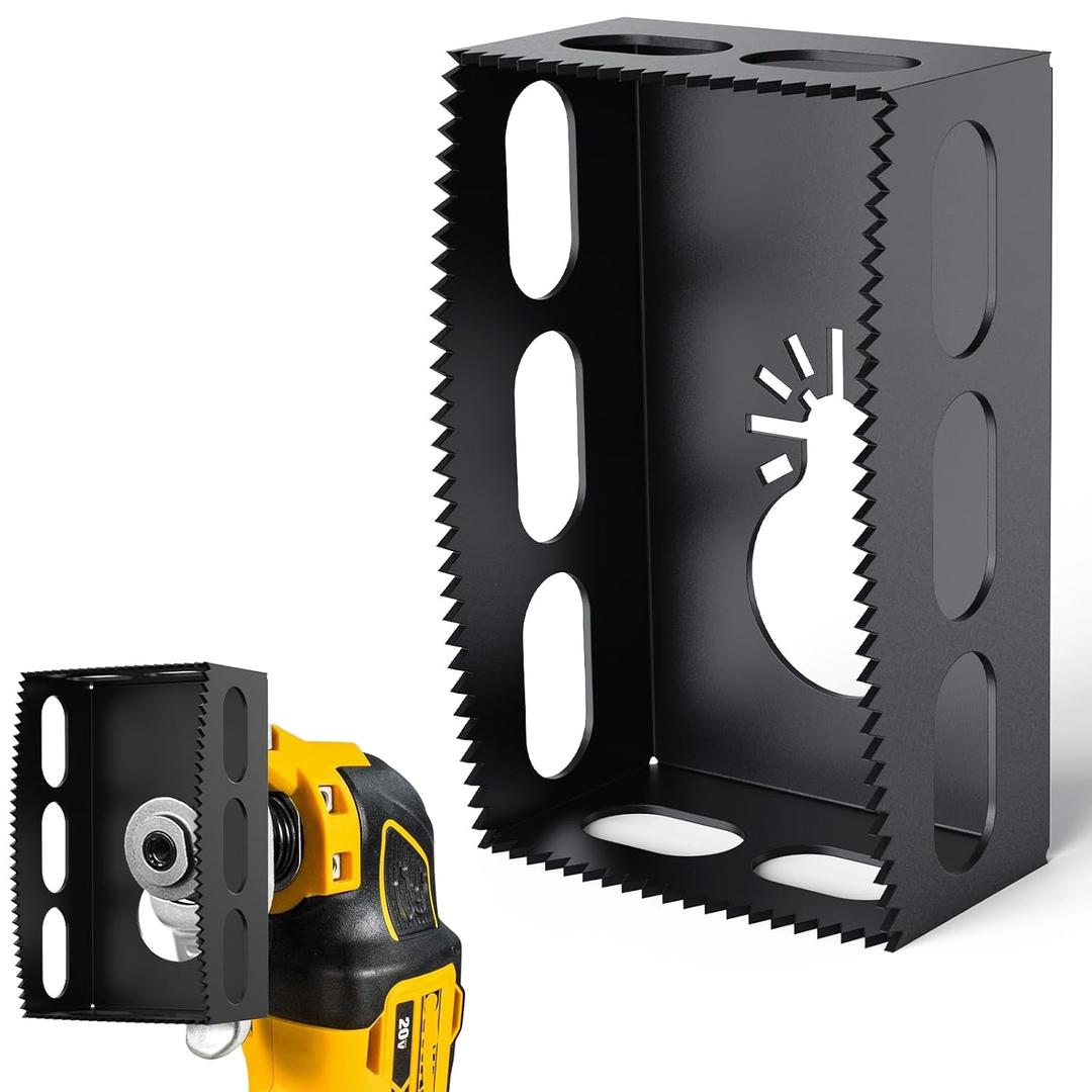 1 PCS Drywall Outlet Cutter Tool - Square Slot Cutter, Fits Most Oscillating Tools to Cut-in Single Gang Wall Boxes, Stainless Steel Electrical Box Cutter for Drywall, Sheetrock, Plywood (Black)
