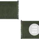 Fringed Reversible Fingertip Hand Towel (Size 11" W x 18" L) Terry Cotton Washcloth Set for Face and Bathroom use. (3, Forest Green)