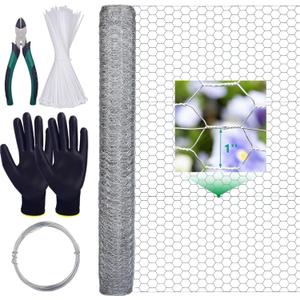Chicken Wire 3ft x 100ft Chicken Wire Fencing 36, 1 in Chicken Wire Mesh, 21 Ga. Thick Double Galvanized Layer Anti-Rust Chicken Fence, Floral Chicken Wire Roll for Crafts, Barrier for Garden (3 ft  100 ft, Silver)