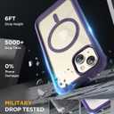 Miracase Glass Series for iPhone 15 Case [Compatible with MagSafe] Full-Body Magnetic Case with Built-in 9H Tempered Glass Anti-Fingerprint Screen Protector + Camera Lens Protector, Purple