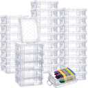 Suzile 32 Pcs Plastic Crayon Box with Snap Lids Bulk Stackable Crayon Storage Box Pen Pencil Container for Organizer Art Craft School Classroom Office Supply(Clear)