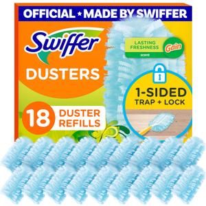Swiffer Dusters Refill for Cleaning, Made by SWIFFER, Feather & Microfiber Duster Disposable Alternative, for Dusting Furniture, Blinds, Ceiling Fans, Helps Remove Allergens, Gain Scent, 18 Count