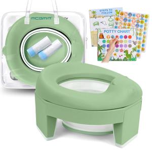 MCGMITT Portable Potty for Kids Travel - Foldable Training Toilet Chair for Toddler Girls with Storage Bags, Potty Training Toilet for Outdoor and Indoor Easy to Clean(Green)